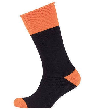 6WWSU - Ultra Thick Bamboo Work Sock (Black/Orange)